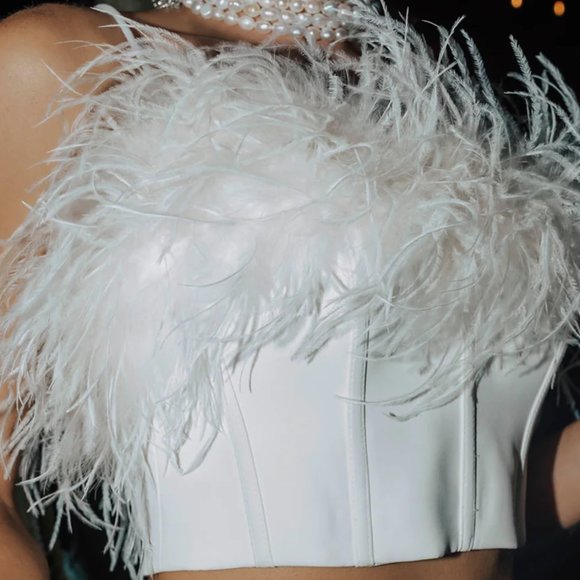 UNTAMED PETALS FEATHER CORSET TOP | DISCONTINUED | SIZE L - Picture 2 of 4